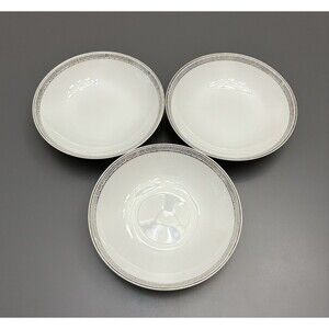 Noritake China Silver Key #5941  Berry Bowls Set Of 3 Fruit/Dessert/Ice Cream
